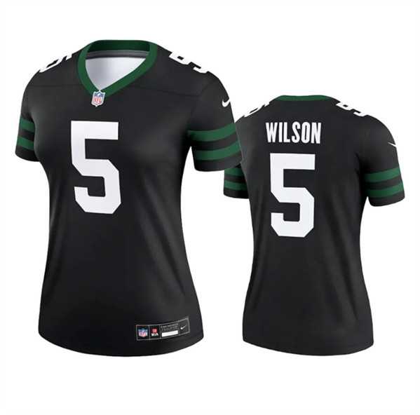 Womens New York Jets #5 Garrett Wilson Black 2024 Stitched Jersey Dzhi